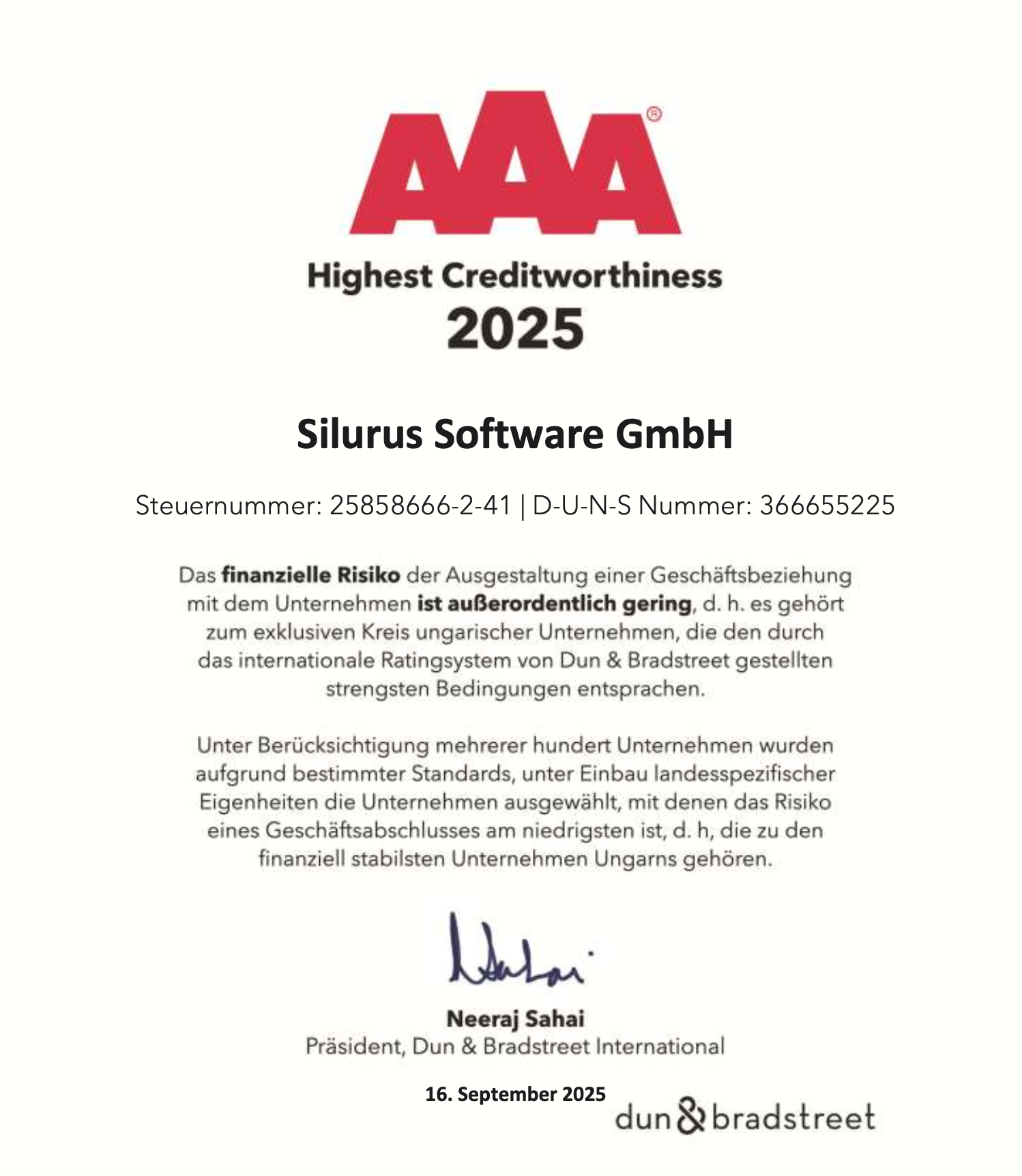 Silurus Highest Creditworthiness